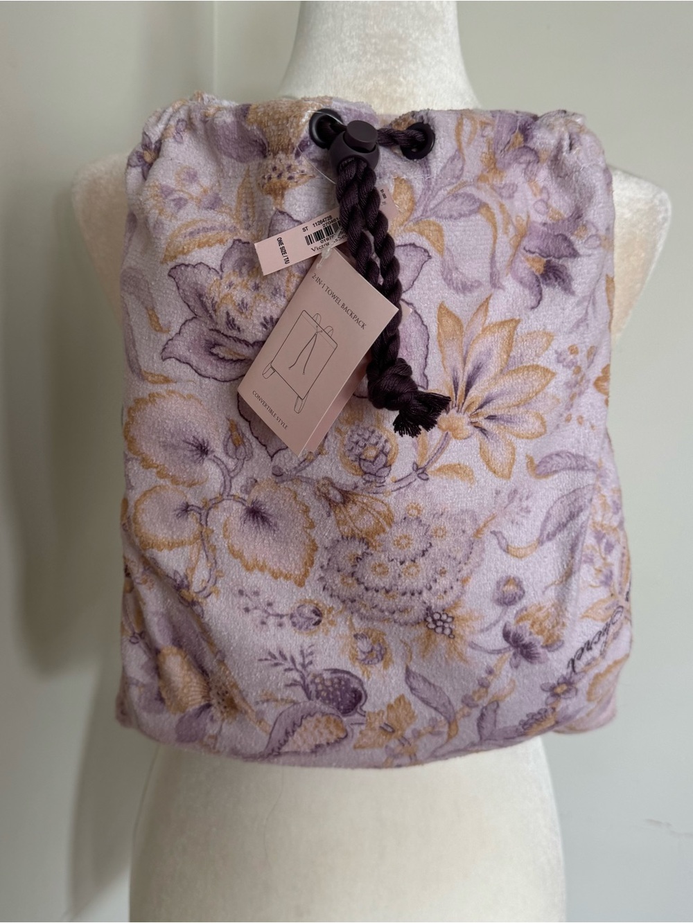 NEW Victoria's Secret 2 in 1 Packable Beach Blanket Lilac Floral